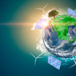 Green planet. Renewable energy and efficency concept. Environmental biodiversity. Render 3D. Some Elements Of This Image Provided By NASA